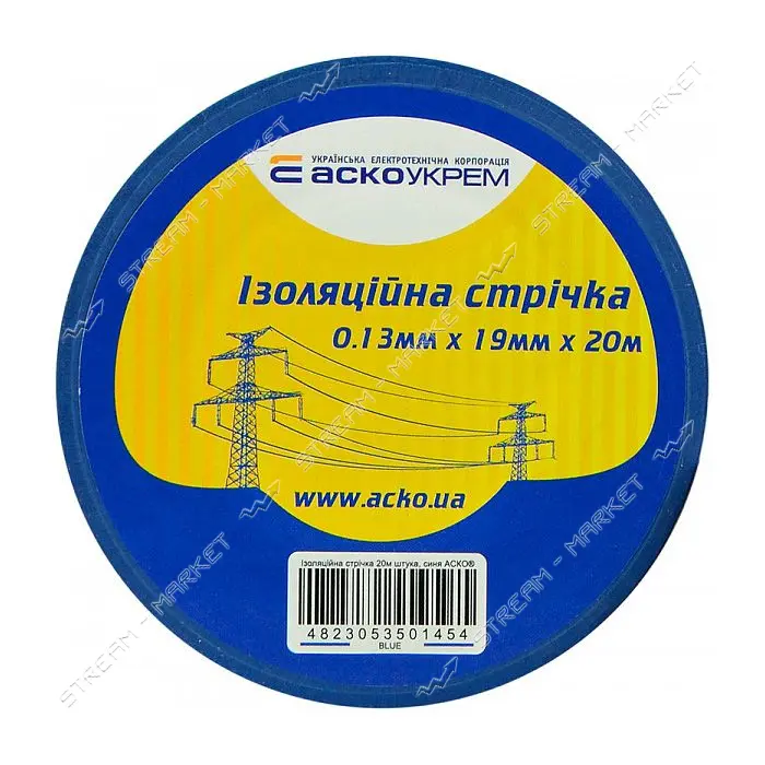 Изолента ПВХ Аcko 19x0.13мм 20м синяя