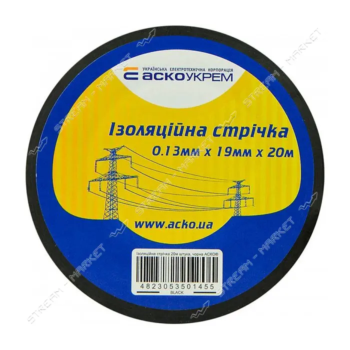 Изолента ПВХ Аcko 19x0.13мм 20м черная