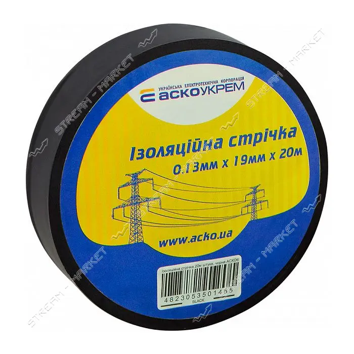 Изолента ПВХ Аcko 19x0.13мм 20м черная