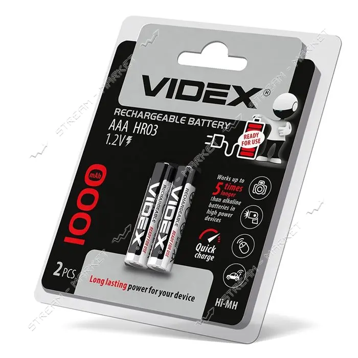Аккумулятор Videx AAA/HR03 1000 mAh 2 шт                                                            