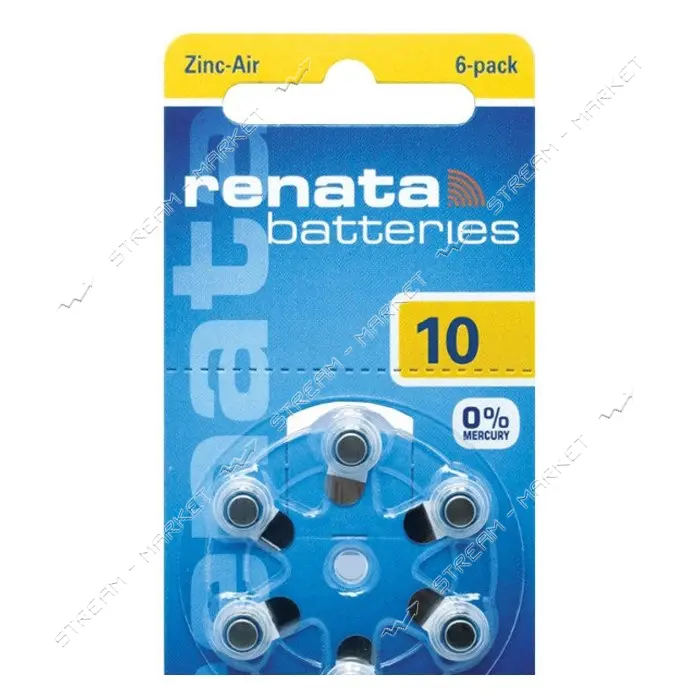 Батарейка Renata maratone ZA 10 1.4V для слухового аппарата 6 шт