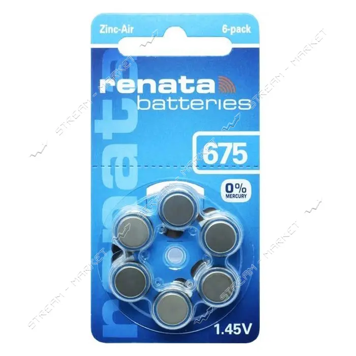 Батарейка Renata maratone ZA 675 1.4V для слухового аппарата 6 шт                                   