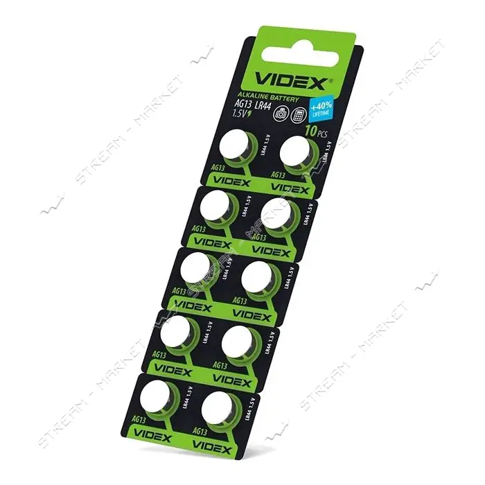 Батарейка Videx часовая щелочная AG13/LR44 на блистере 10 шт круглая