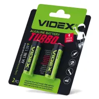 Батарейка Videx Turbo щелочная AA/LR06 пальчик блистер 2шт                                          