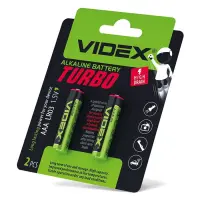 Батарейка Videx Turbo щелочная AАA/LR03 микропальчик блистер 2шт                                    