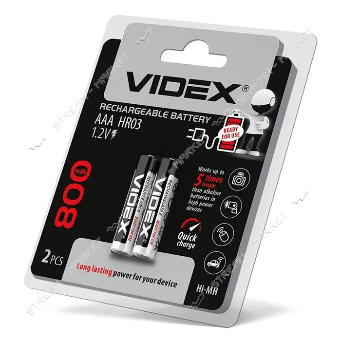 Аккумулятор Videx AAA/HR03 800 mAh 2 шт                                                             