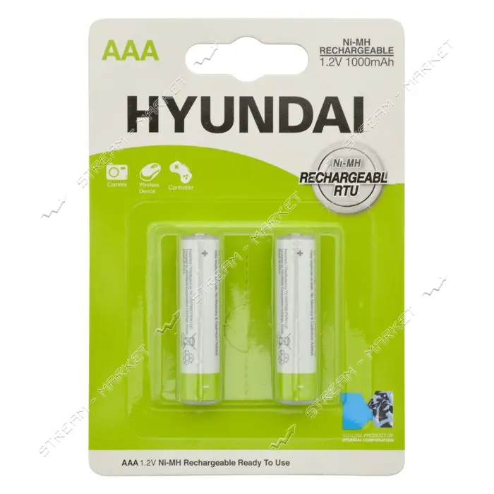 Аккумулятор HYUNDAI AAA/HR03 микропальчик 1000mAh 2шт блистер                                       