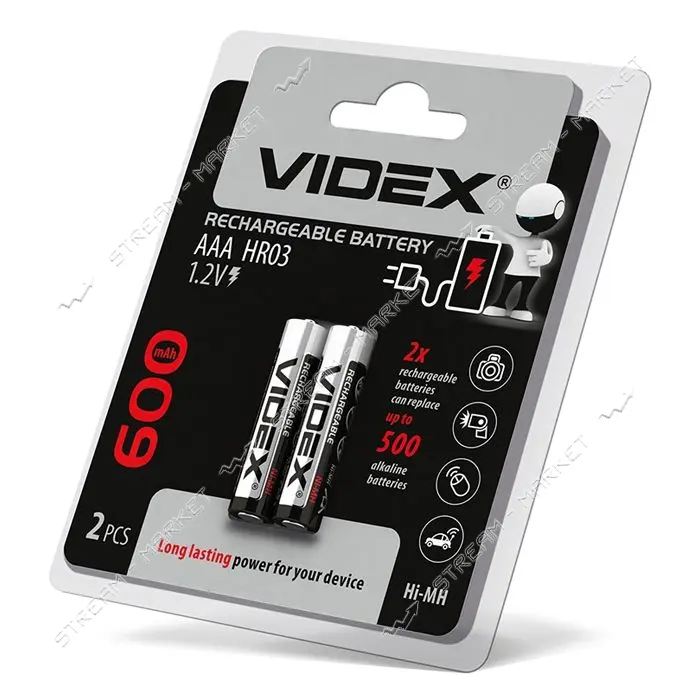 Аккумулятор Videx AAA/HR03 микропальчик 600 mAh блистер 2шт