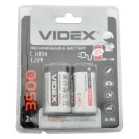 Аккумулятор Videx С/HR14 средний бочонок 3500mAh 2шт блистер                                        