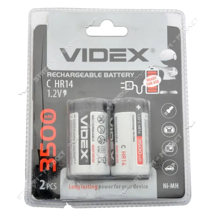 Аккумулятор Videx С/HR14 средний бочонок 3500mAh 2шт блистер                                        