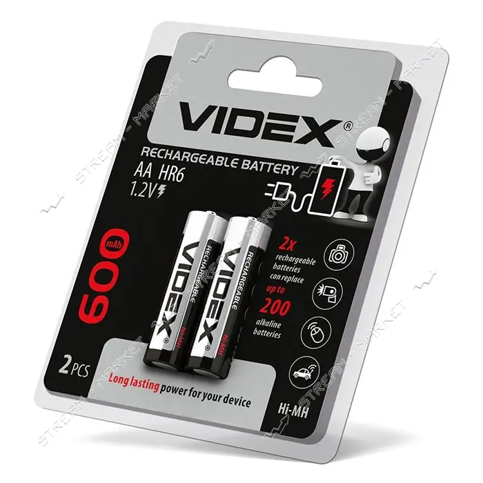 Аккумулятор Videx AA/HR6 пальчик 600mAh блистер 2шт                                                 