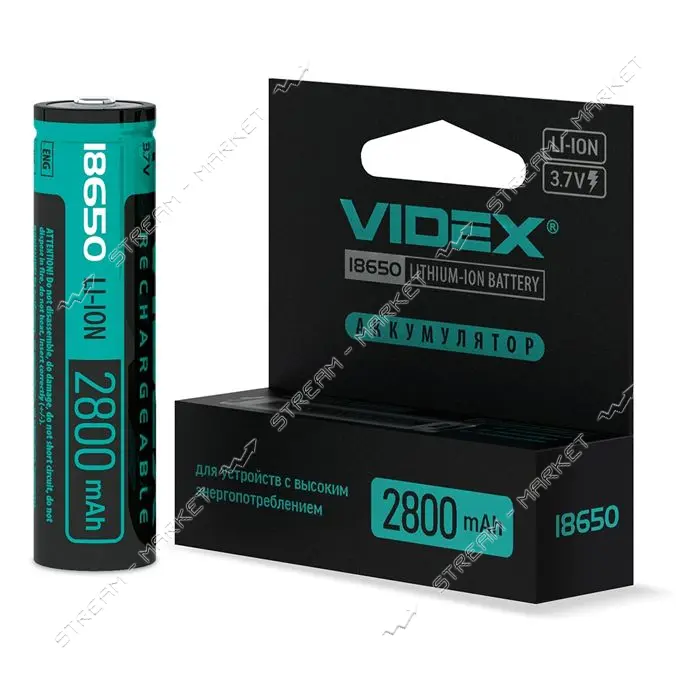 Аккумулятор Videx Li-ion 18650-P 2800mAh 3.7V с защитой                                             