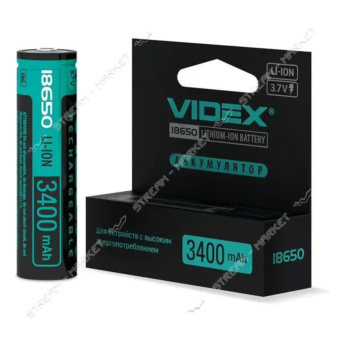 Аккумулятор Videx Li-ion 18650-P 3400mAh 3.7V с защитой