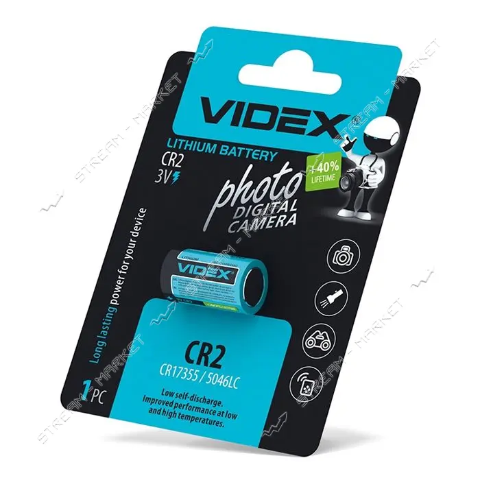 Батарейка Videx литиевая CR2 3V блистер 1шт                                                         