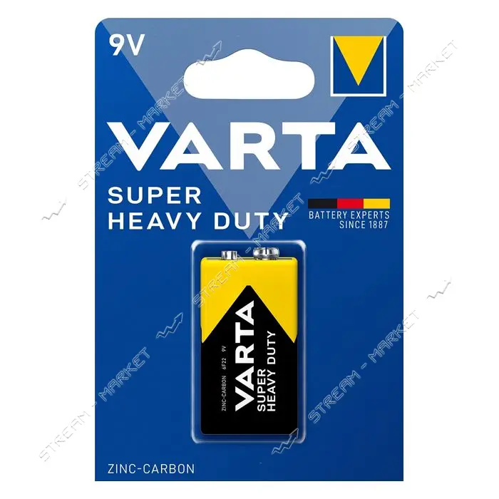 Батарейка Varta Super Heavy Duty  солевая 6F22 /9v крона блистер                                    