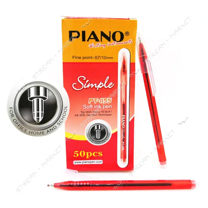 Ручка масляная Piano PT-1155rd Simple красная