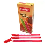 Ручка масляная Goldex 734-rd Klear Fashion 1мм красная