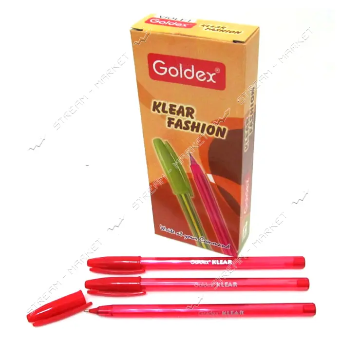 Ручка масляная Goldex 734-rd Klear Fashion 1мм красная