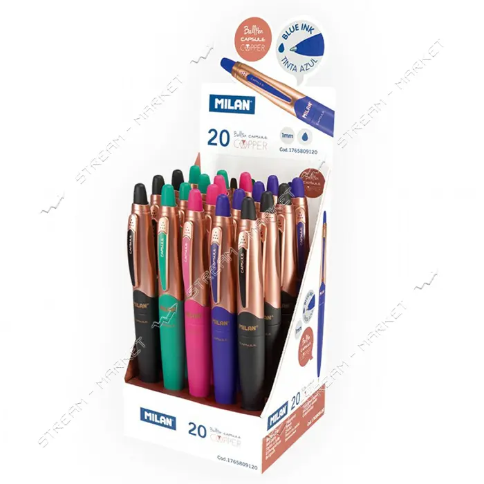 Ручка шариковая Milan 1765809120 Capsule Copper автоматическая 1мм синяя
