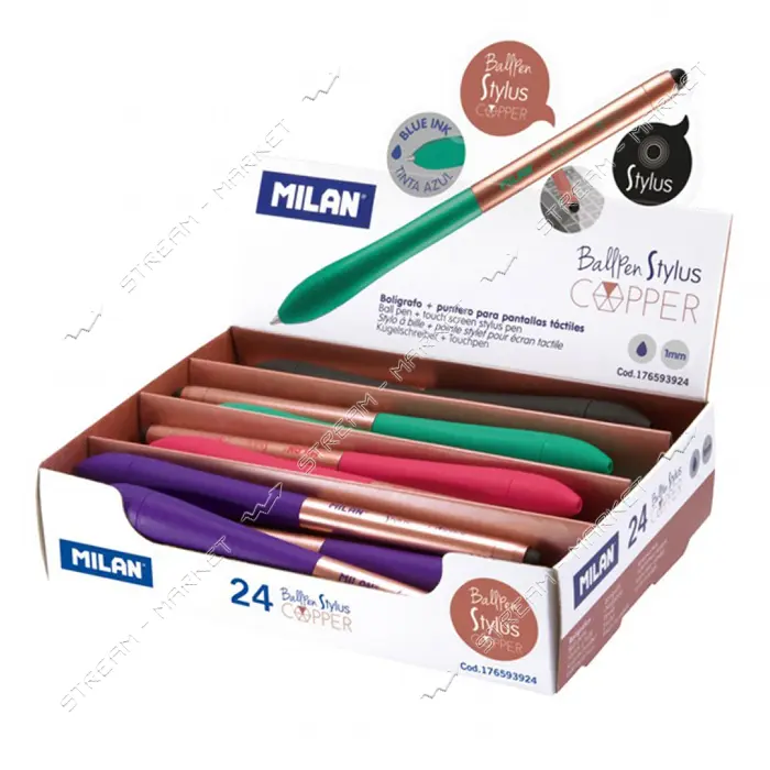 Ручка шариковая Milan 176593924 Stylus Copper автоматическая 1мм синяя