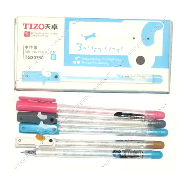 Ручка гелевая Techjob TG30750 Tizo Boldand dog 0.38мм черная