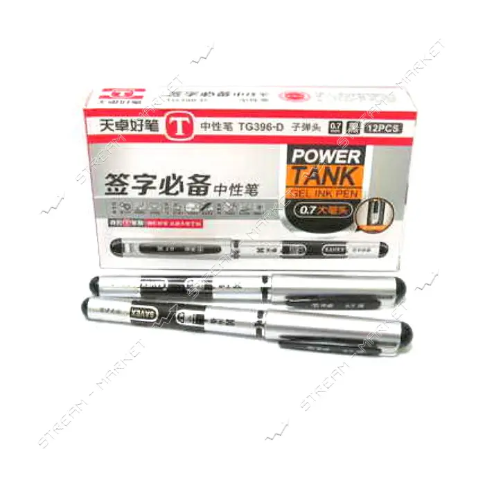 Ручка гелевая Techjob TG396D-BС Black and silver 0.7мм черная