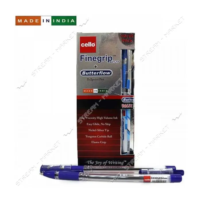 Ручка шариковая Cello Original Finegrip 12 плюс 1 Butterflow 0.7мм синяя                            