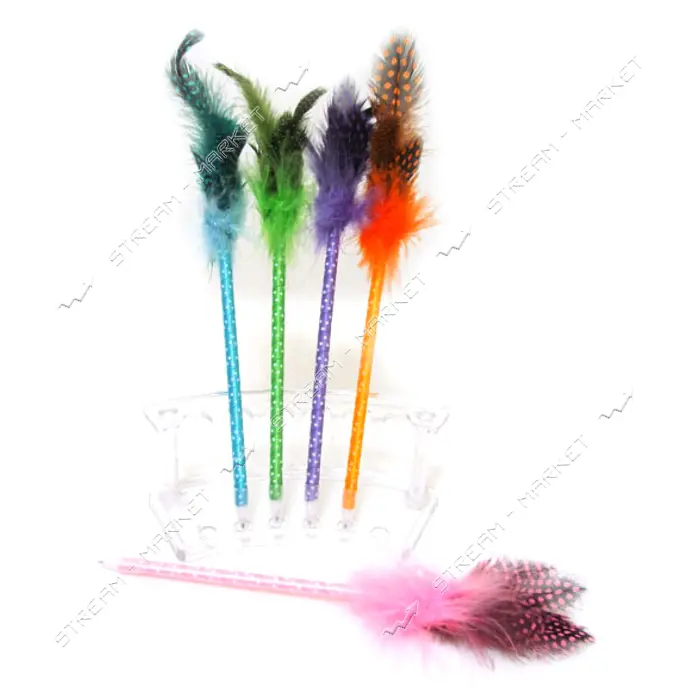 Ручка шариковая Feather 6307 детская с перьями цвет чернил синий цвет корпуса ассорти