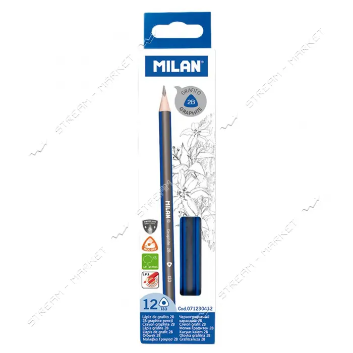 Карандаш Milan 071230412 2b чернографитный
