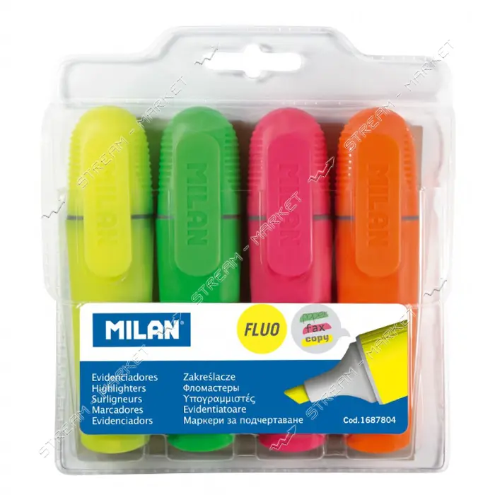 Набор текстовыделителей MILAN 1687804 Fluo флуоресцентный 4 цветa 4 шт