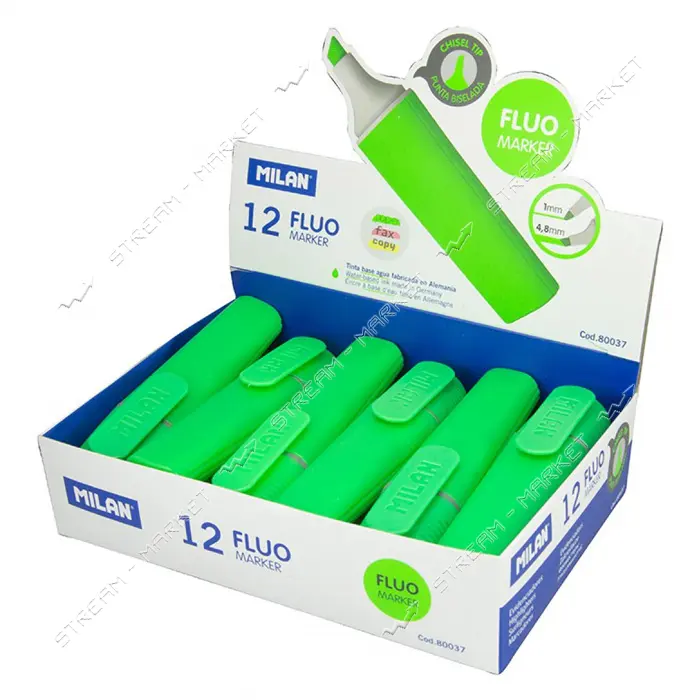 Текстовыделитель Milan 80037 Fluo флуоресцентный зеленый                                            