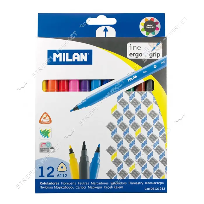 Набор фломастеров Milan 06121212 12 цветов 12 шт тонкие