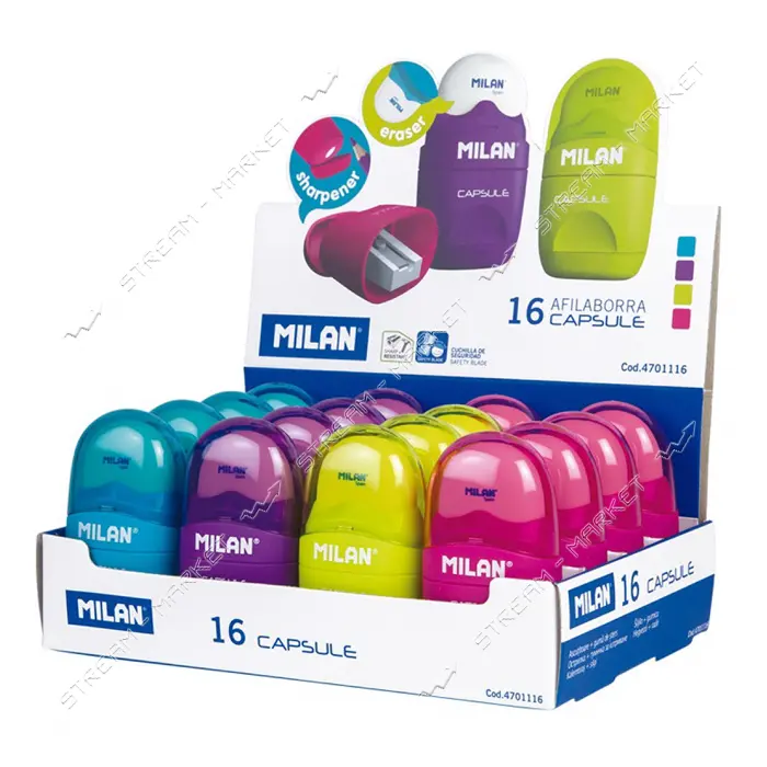 Ластик плюс точилка Milan 4701116 Capsule 6.5х3.5 см
