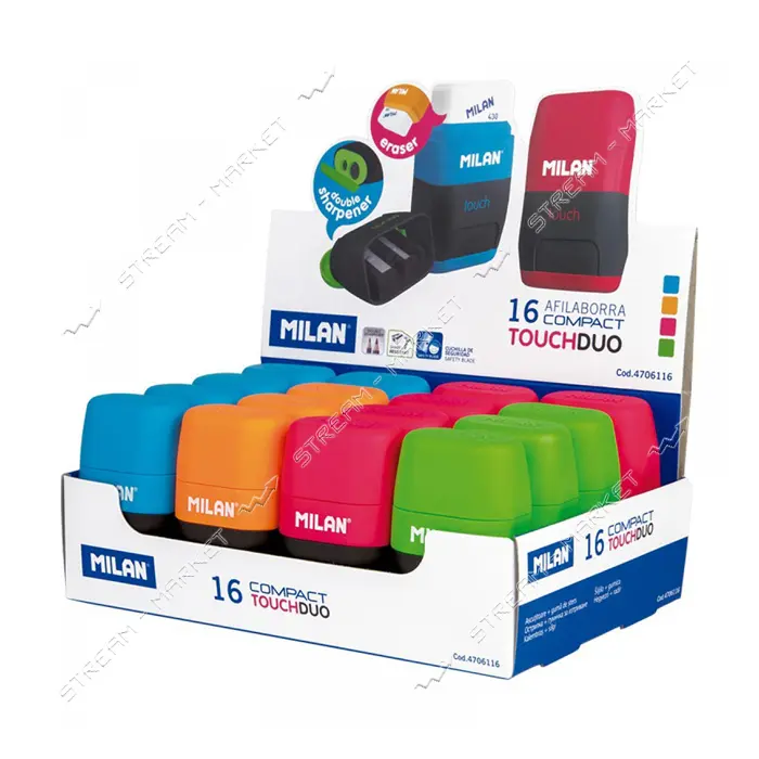Ластик плюс точилка Milan 4703116 Compact Touch Duo 6.7х4х2.5 см                                    