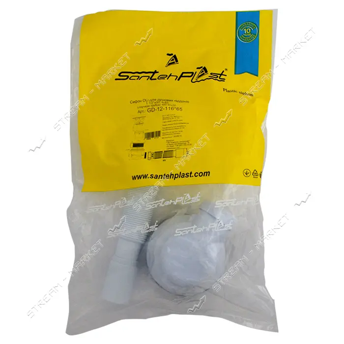 Сифон для душевых поддонов Santehplast OLi GD-12-116х65 1-1/2"x90 h65