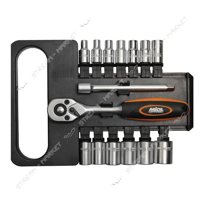 Набор насадок торцевых Miol 58-155 с трещоткой 1/4" 15 штук