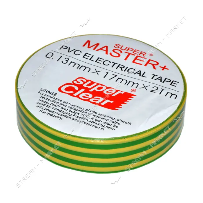 Изолента ПВХ Master плюс 17х0.15мм 21м желто-зеленая