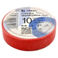 Изолента ПВХ Takel 0.13х15мм 10м красная                                                            