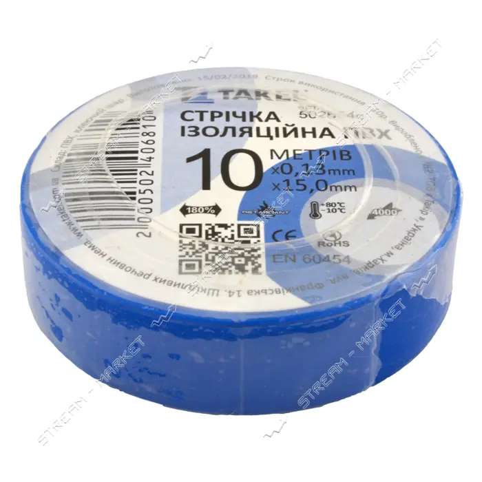 Изолента ПВХ Takel 0.13х15мм 10м синяя                                                              
