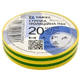 Изолента ПВХ Takel 0.13х15мм 20м желто-зеленая