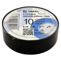 Изолента ПВХ Takel 0.13х19мм 10м черная                                                             