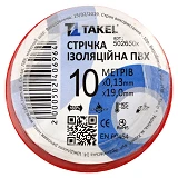 Изолента ПВХ Takel 0.13х19мм 10м красная                                                            