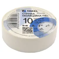 Изолента ПВХ Takel 0.13х19мм 10м белая                                                              