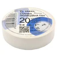 Изолента ПВХ Takel 0.13х19мм 20м белая                                                              