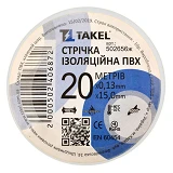 Изолента ПВХ Takel 0.13мм х 15мм х 20м 10шт белая                                                   