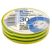 Изолента ПВХ Takel 0.13х19мм 30м желто-зеленая                                                      
