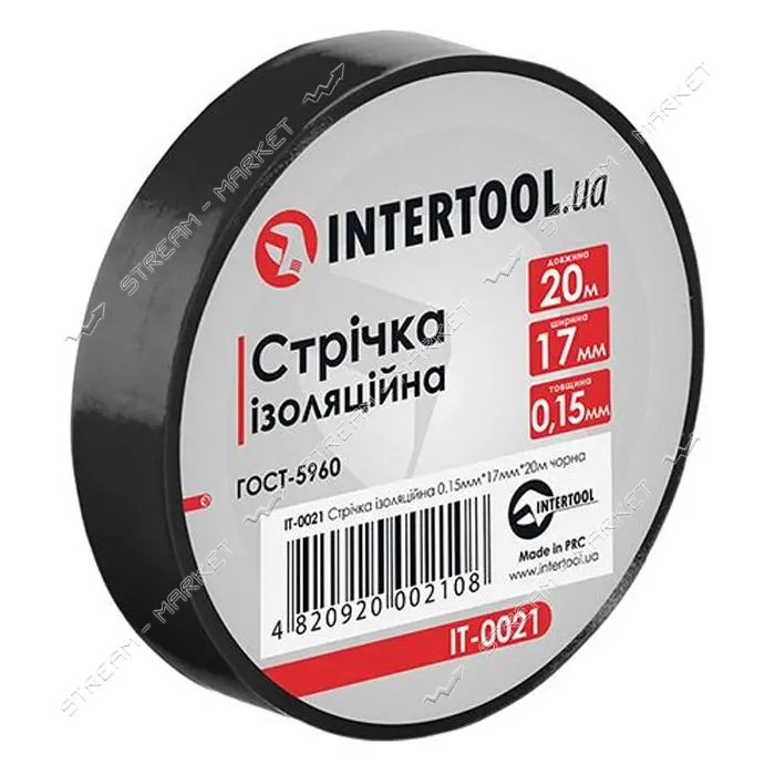 Изолента ПВХ Intertool IT-0021 17х0.15мм 20м черная                                                 