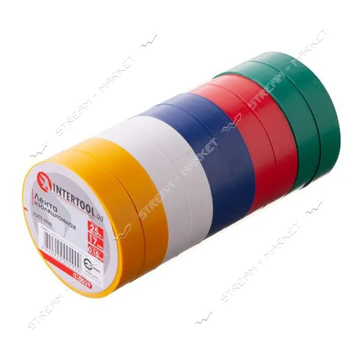 Изолента ПВХ Intertool IT-0029 17х0.15мм 25м ассорти                                                