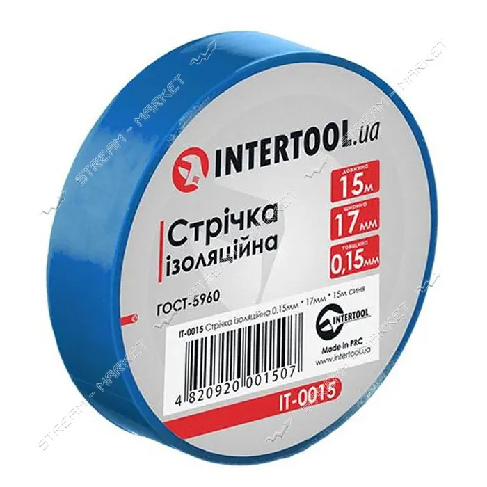 Изолента ПВХ Intertool IT-0015 17х0.15мм 15м синяя