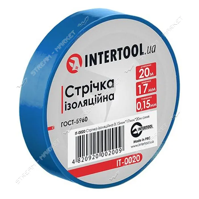 Изолента ПВХ Intertool IT-0020 17х0.15мм 20м синяя